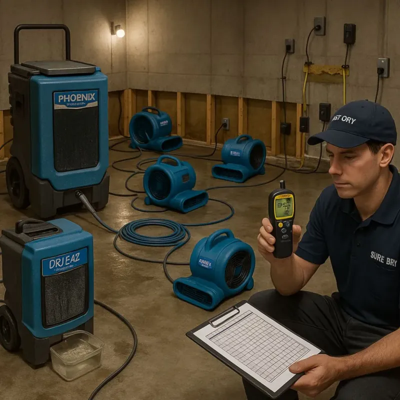 Structural Drying and Dehumidification process in Strathmore, NJ